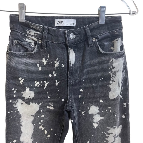 Zara Bleached Jeans Distressed Denim Gray Slim Fit Mid Rise US 2 - Picture 5 of 11